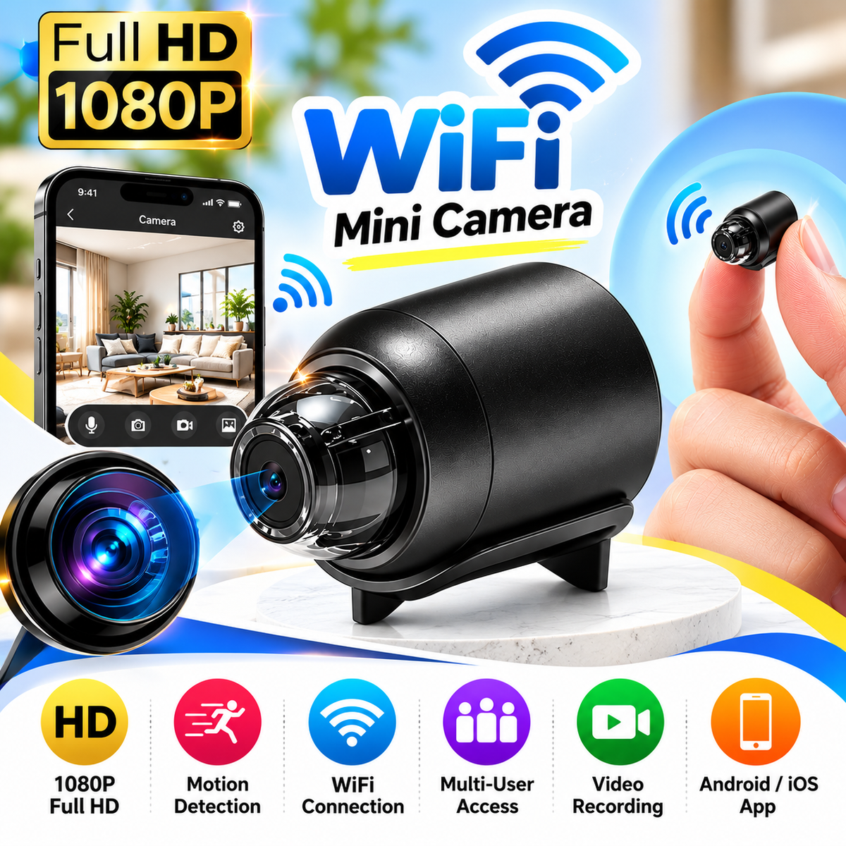 HD 1080P X5 Mini WiFi Night Vision Camera