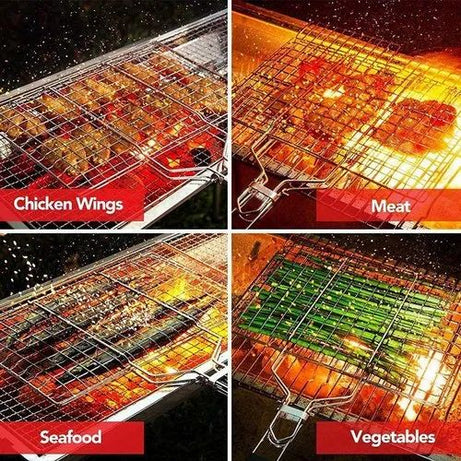 Portable Stainless Steel BBQ Grill Tray for Barbecue & Roasting
