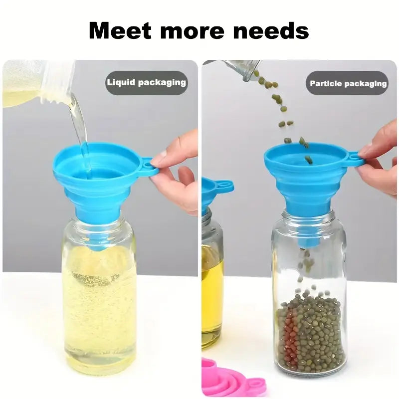 Pack of 3 Foldable Silicone Food Grade Funnels for Kitchen Use