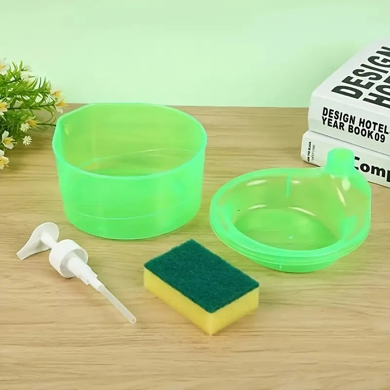 2 in 1 Soap Dispenser And Scrubber Holder With Sponge Cady For Home and Outdoor Use