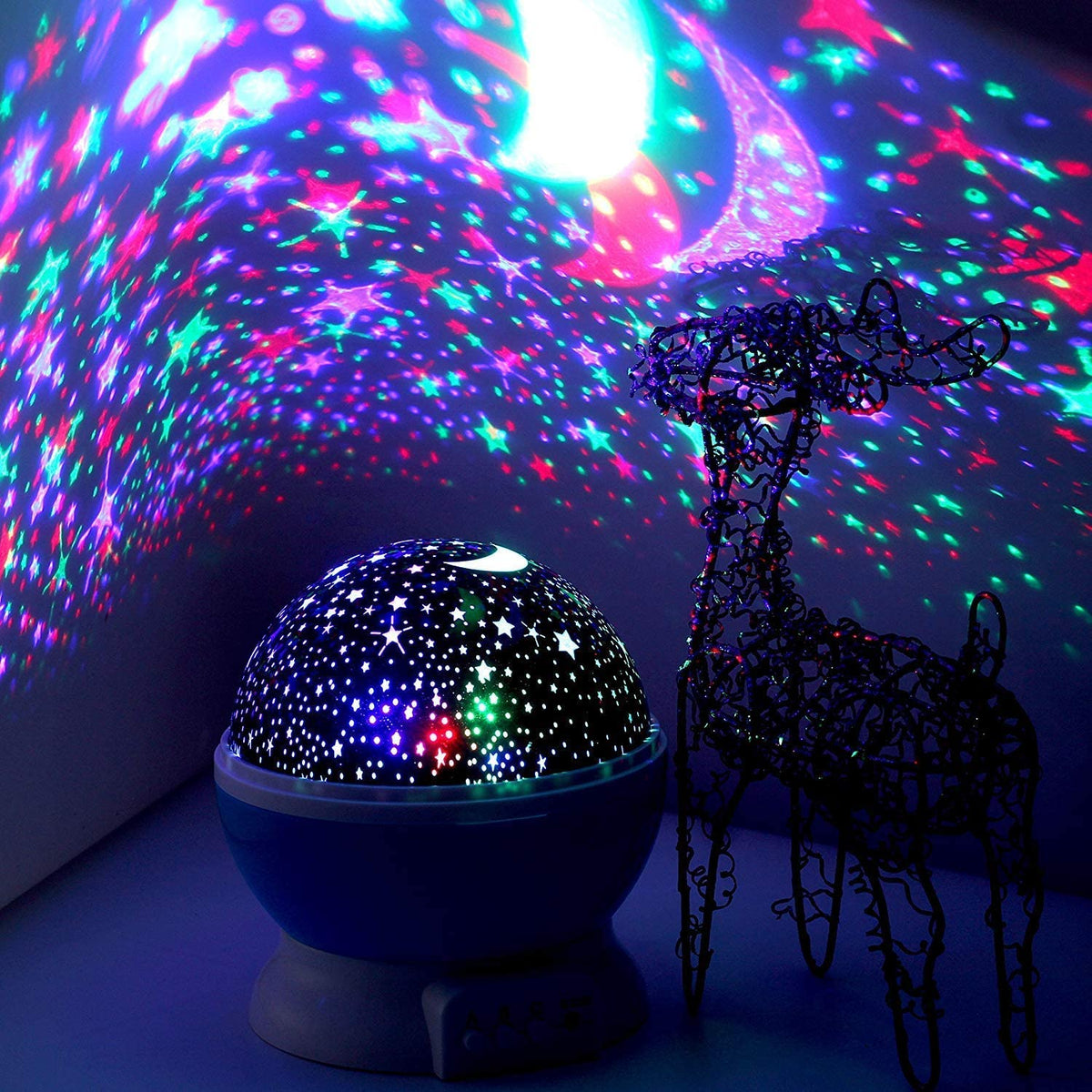 Rotating Star & Moon Galaxy Night Light Projector