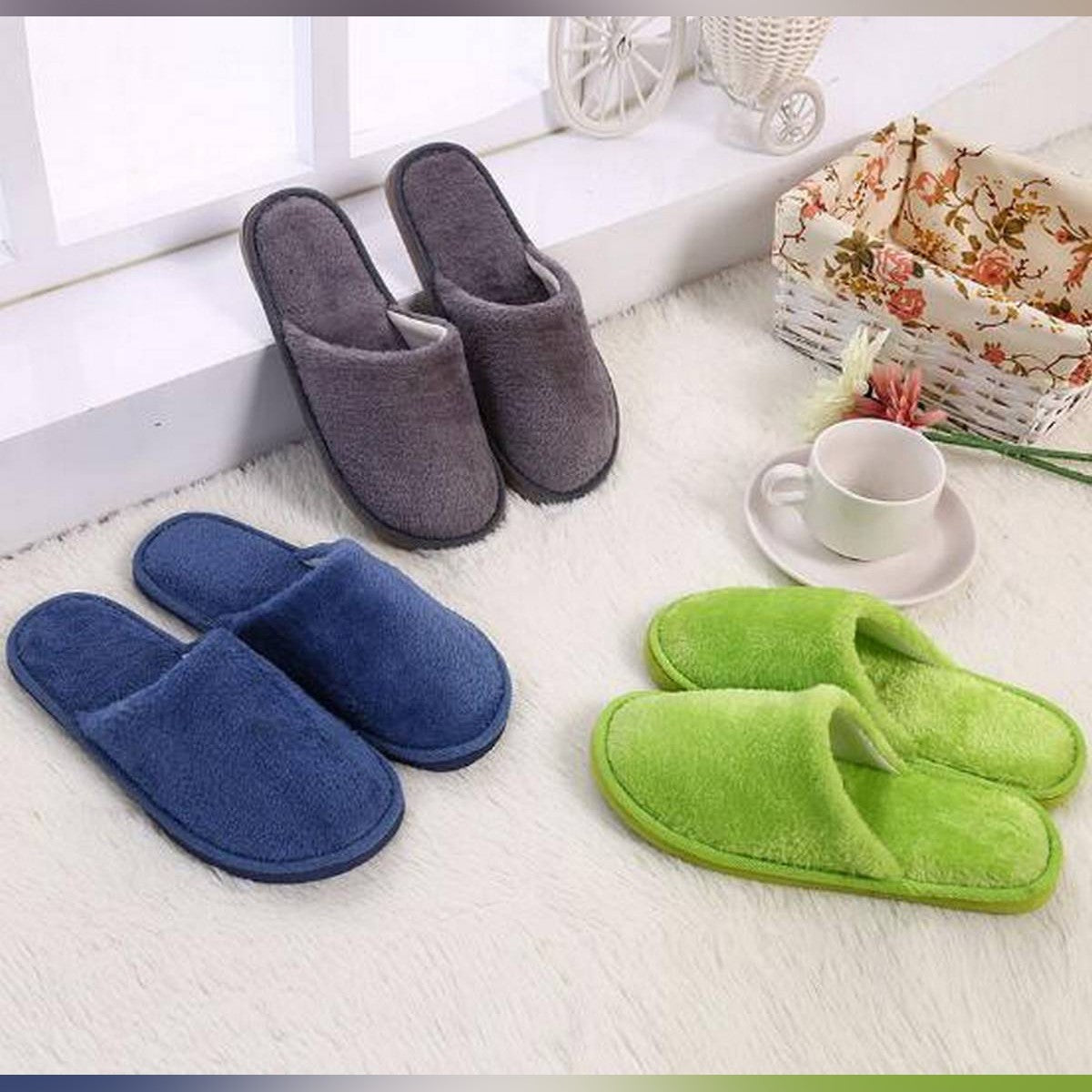 Winter Cotton Home Slippers for Men & Women Indoor Guest Footwear