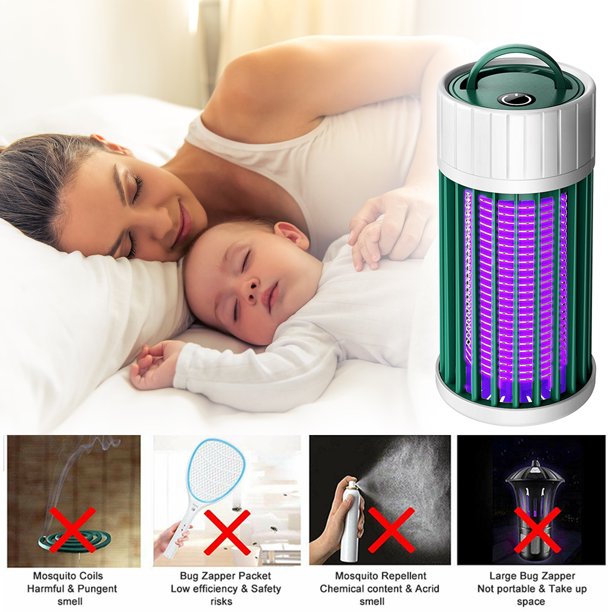 Eummy Portable Electric Bug Zapper Safe Non-toxic Mosquito Killer with Night Light USB Mosquito Fly Trap Repellent Lamp Protection Area Up to 400 Square Feet for Home