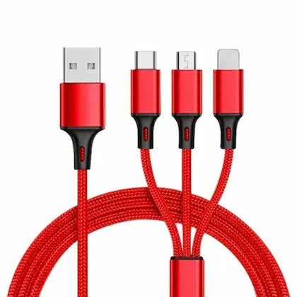 Extendable Data Cable 3 In 1 USB Charge for Micro-USB Type C Wire Portable For Fast Charging