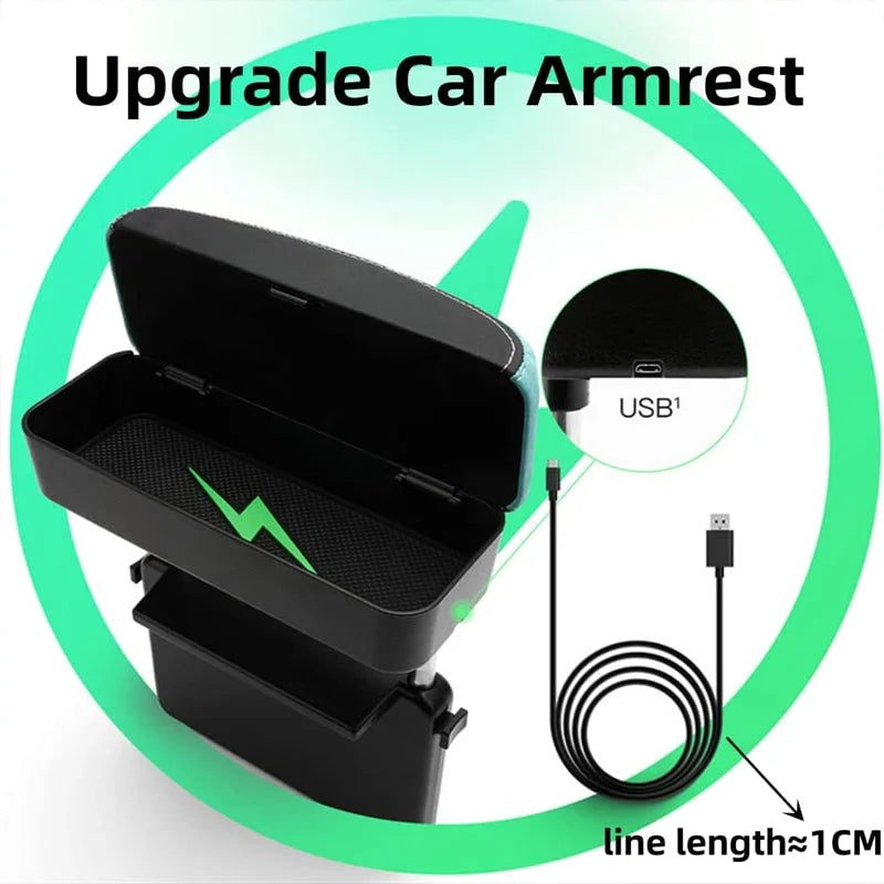 Car Driving Elbow Rest, Armrest Box, Wireless Charging Storage Box, Car Seat Gap Storage Storage Box
