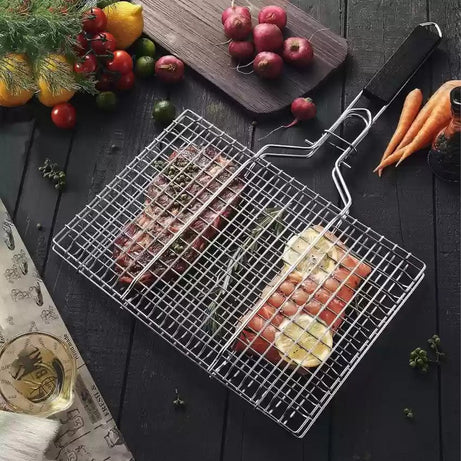 Portable Stainless Steel BBQ Grill Tray for Barbecue & Roasting