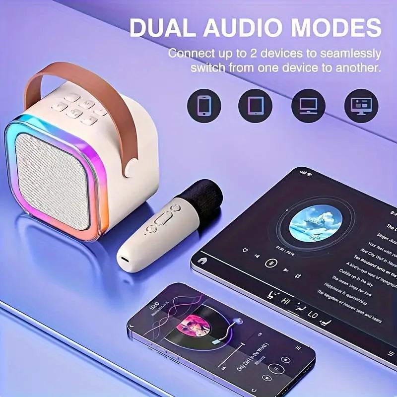 Portable K12 Mini Karaoke Bluetooth Speaker with Mic & RGB Lights