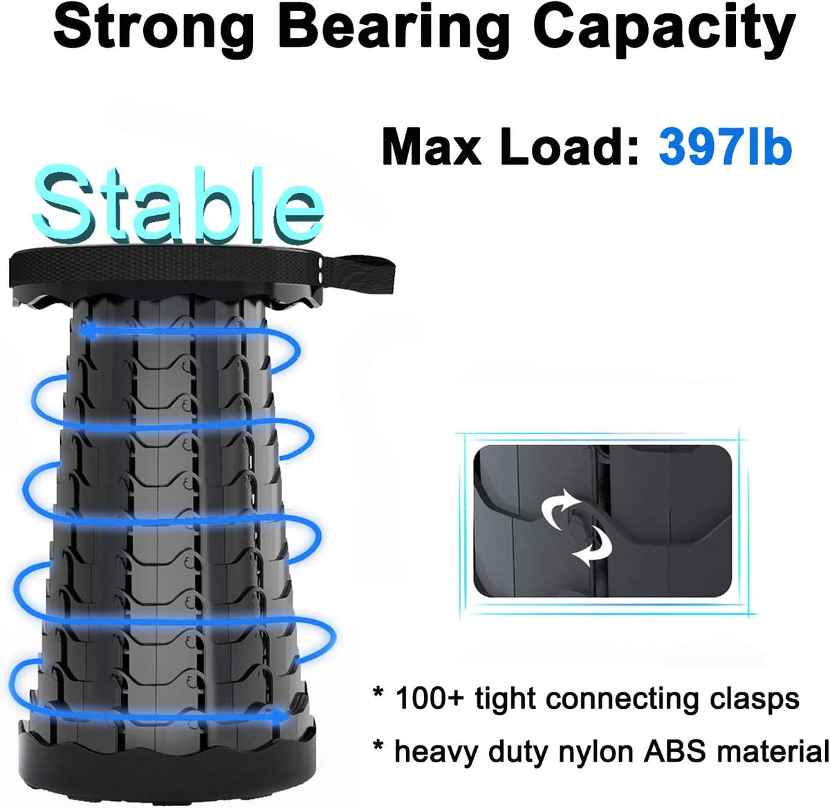 Portable Telescopic Retractable Stool Adjustable Camping Chair