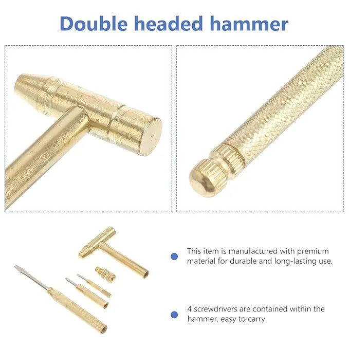 6 in 1 Mini Multifunction Anti-Corrosion and Anti-Rust Copper Hammer & Screwdriver Hand Tools for Repairing tool Mobile Phones, Laptops, Watches