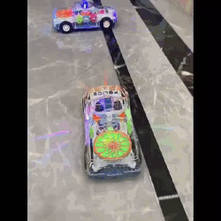 Transparent Gear Police Pickup Truck Toy with Lights & Music