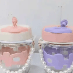 Cute Straw Cup with Insulated Glass Design for Home & Office Use