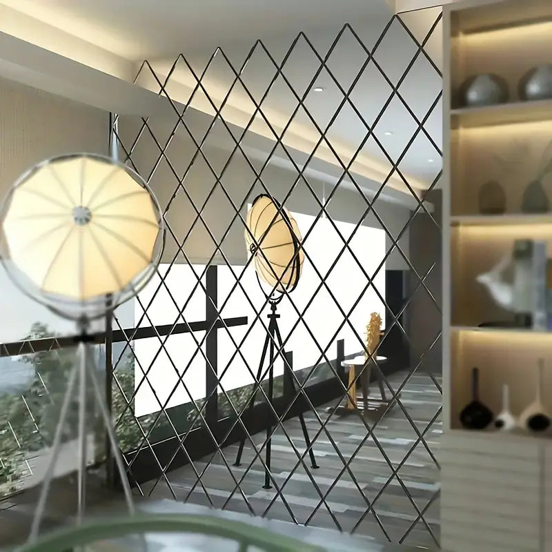 3D Acrylic Diamond Shape Self Adhesive Wall Sticker Set