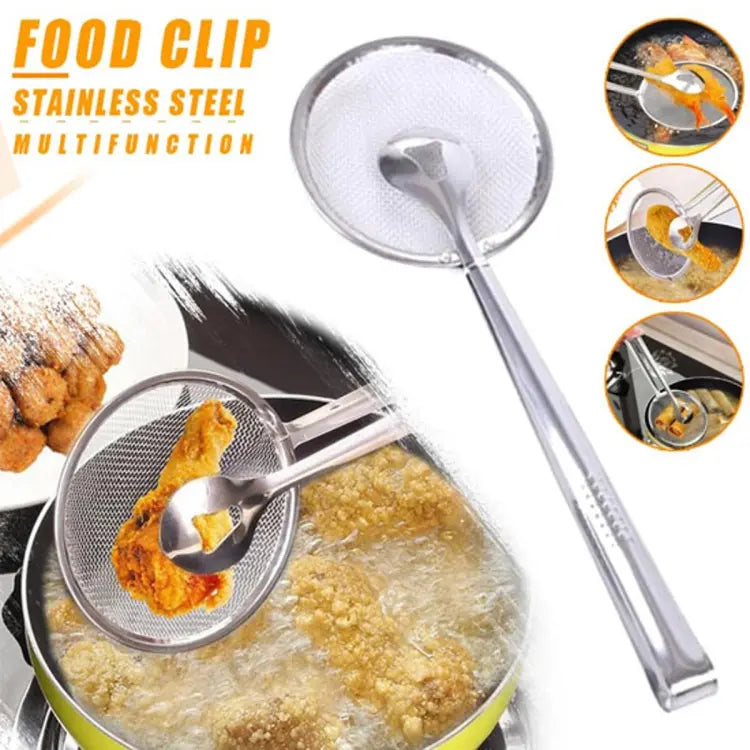 Multi-Functional 2-in-1 Frying Filter Spoon & Clip Oil Strainer for Kitchen