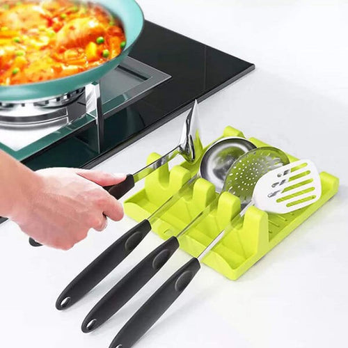 (Pack of 4) Premium Utensil And Spoon Rest with Deep Drip Pad And Pot Lid Holder