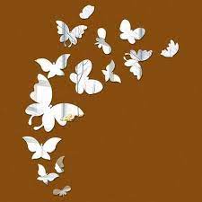 3D Acrylic Mirror Butterfly Self Adhesive Wall Sticker Set