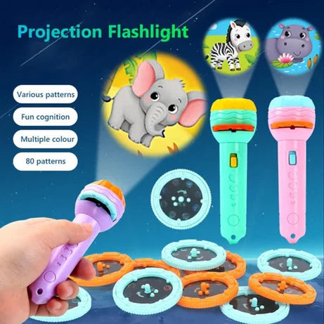 Mini Projector Torch Toy with 3 Slides & 24 Patterns for Kids