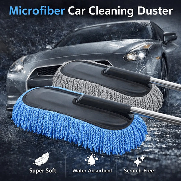 Microfiber car cleaning duster with telescopic handle