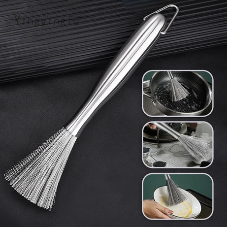 Pack of 2 Long Handle Stainless Steel Pot Cleaning Brushes
