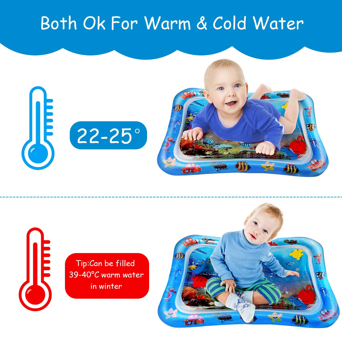 Inflatable Baby Tummy Time Water Play Mat for Fun & Development