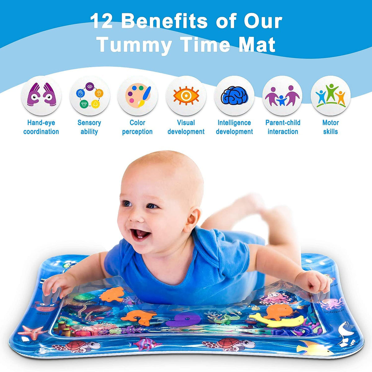Inflatable Baby Tummy Time Water Play Mat for Fun & Development