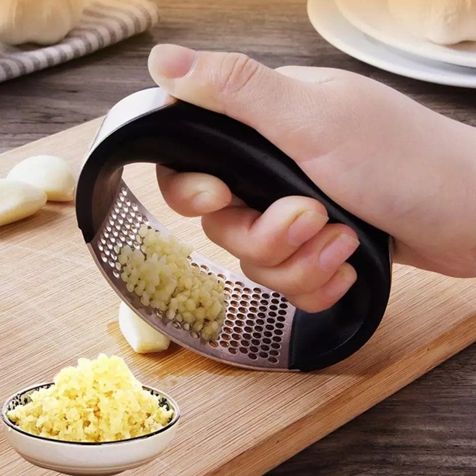 Manual Garlic Press Rocker with Handle Stainless Steel Garlic Crusher