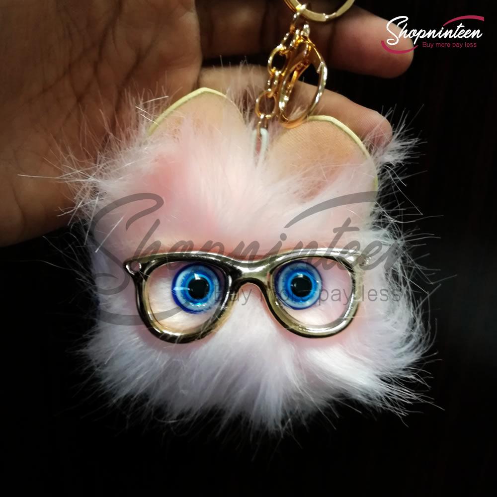 Cat Face with Glasses Keychain