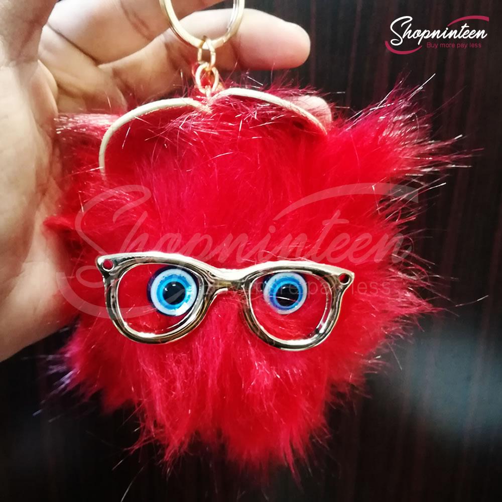 Cat Face with Glasses Keychain