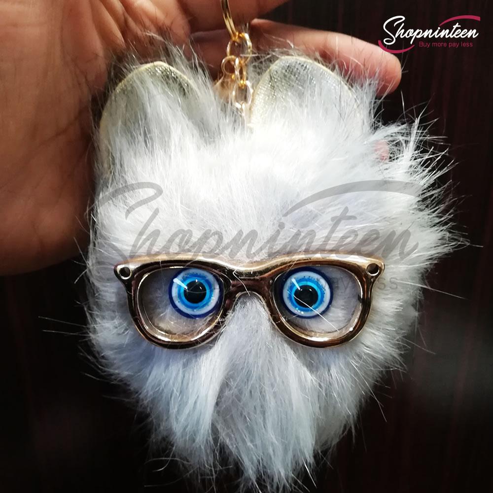 Cat Face with Glasses Keychain