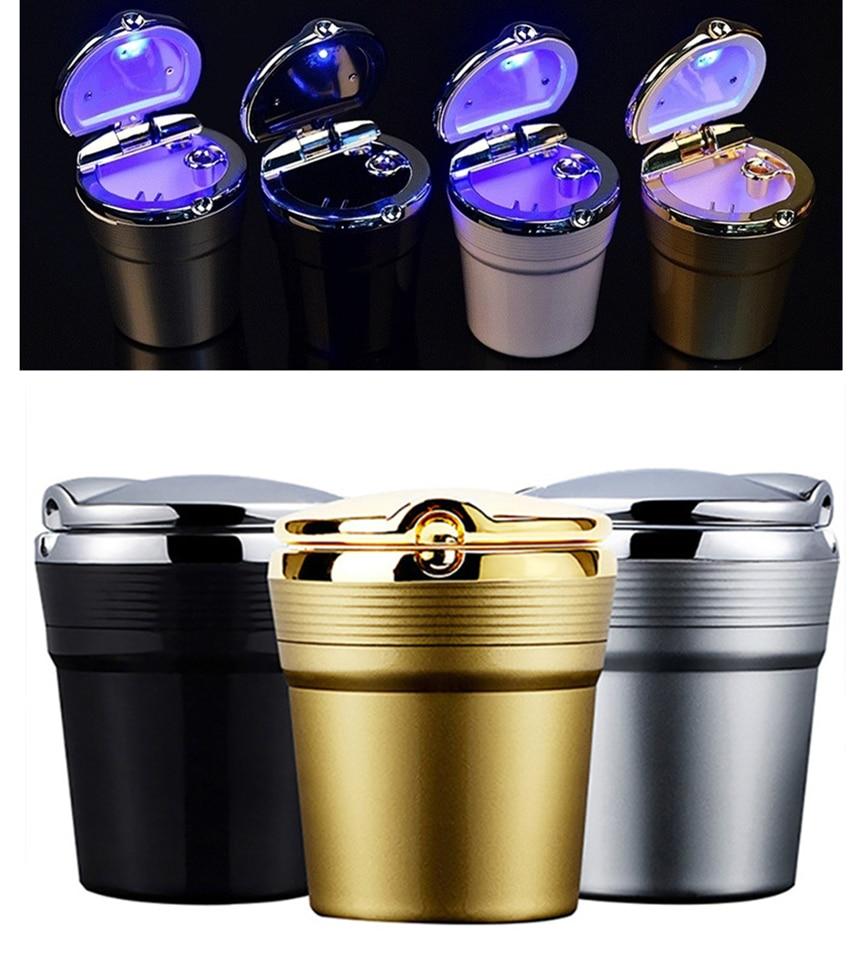 Universal Car Ashtray With Led Lights With Cover Creative Personality