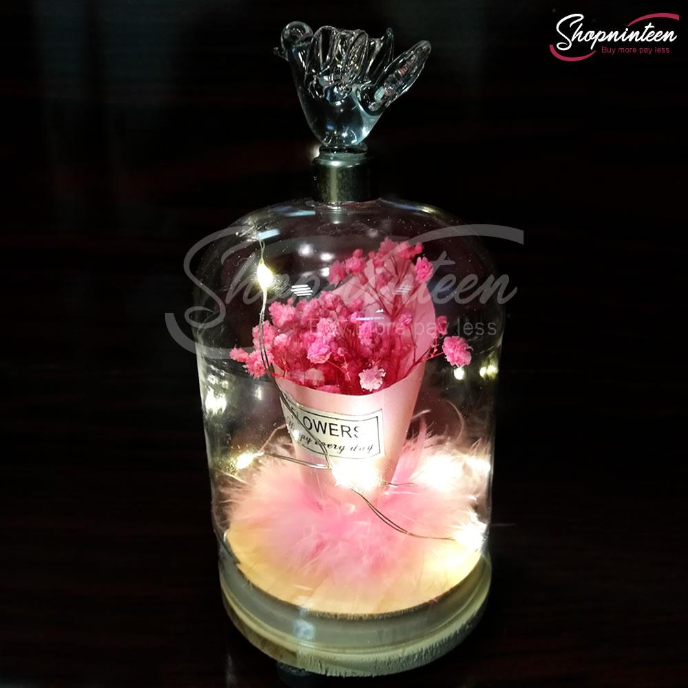 LED Jar with Colorful Rose Y4