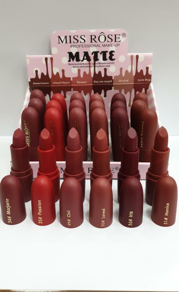 MISS ROSE NEW MATTE  BULLET LIPSTICKS (SET OF 6)