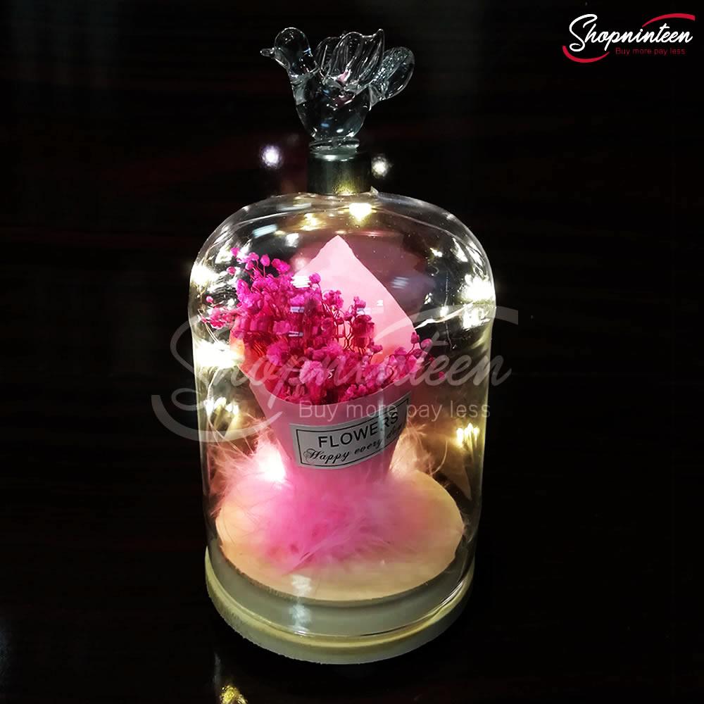 LED Jar with Colorful Rose Y4