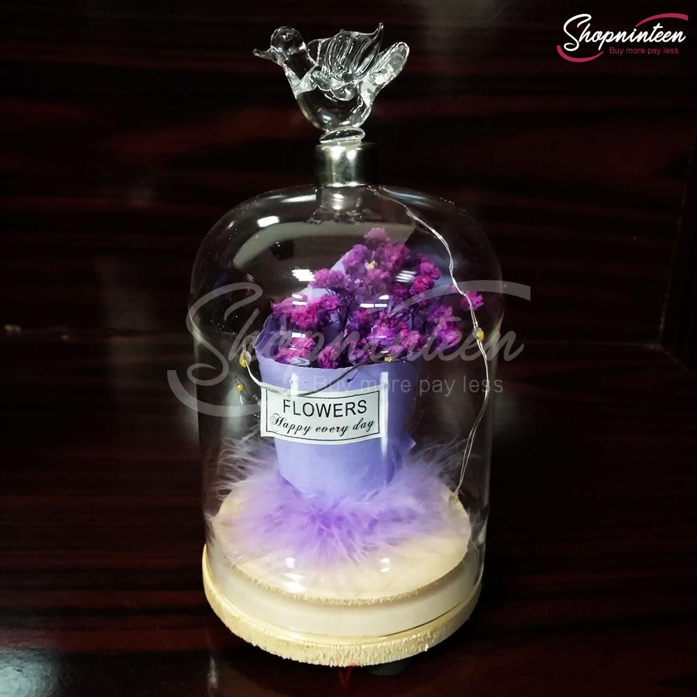 LED Jar with Colorful Rose Y4