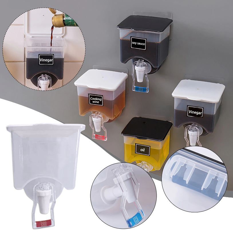 Oil Bottle Can Wall Mounted Liquid Tank Leak-proof