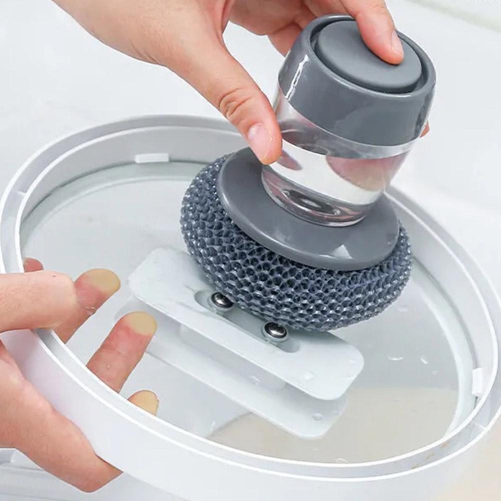Kitchen soap dispensing push-type palm brush multifunctional cleaning brush
