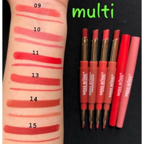 Miss rose 2 in 1 lipstick + lipliner (Pack of 6)