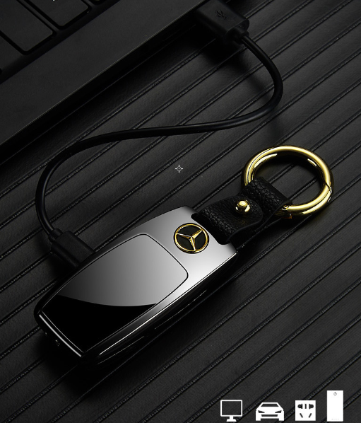 Car Key-Holder With LED Logo Light and Cigarette Lighter