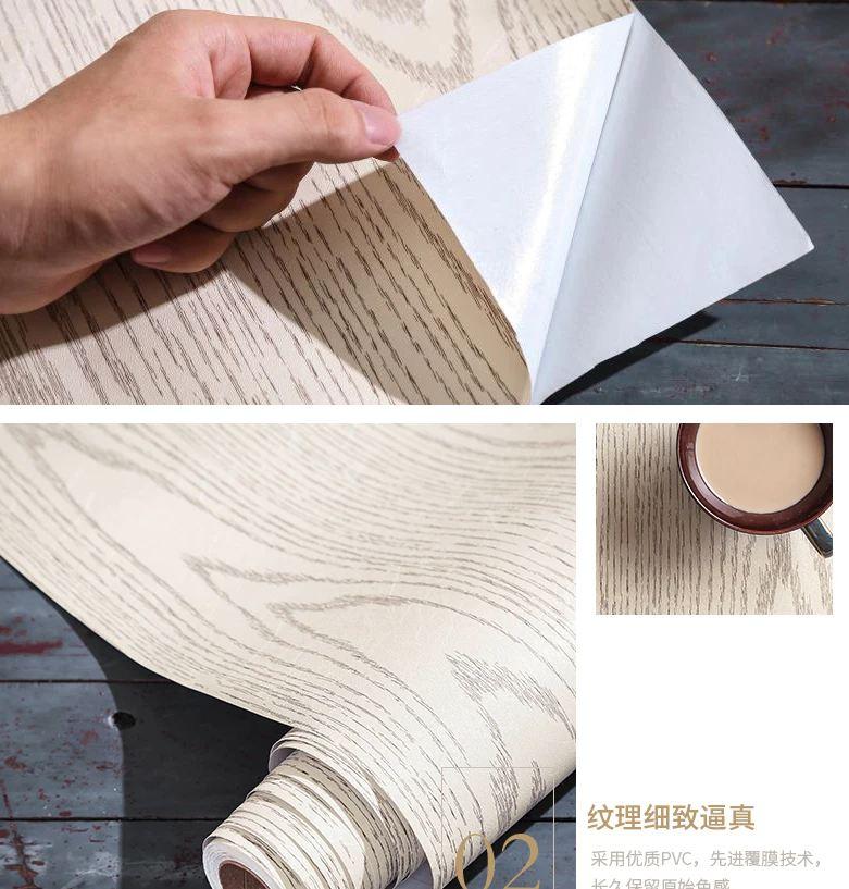 New Waterproof Wood Grain Wallpaper Self Adhesive Vinyl Modern Cabinet Kitchen Furniture Decoration Sticker Contact Paper.