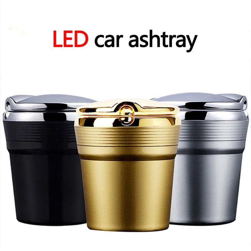 Universal Car Ashtray With Led Lights With Cover Creative Personality