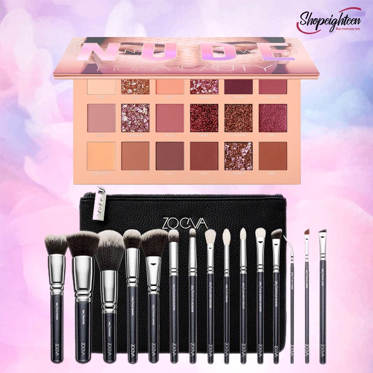Nude Eye shade plat and Branded Zova Brush set .