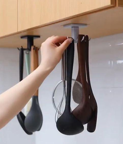 Shelf Rotate Hook Holder Hang Kitchen Cabinet Storage Rack