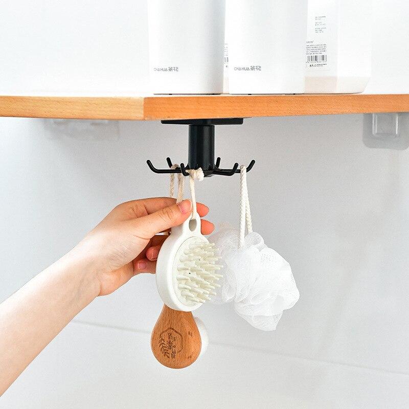 Shelf Rotate Hook Holder Hang Kitchen Cabinet Storage Rack
