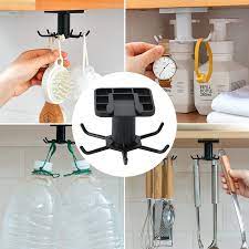 Shelf Rotate Hook Holder Hang Kitchen Cabinet Storage Rack