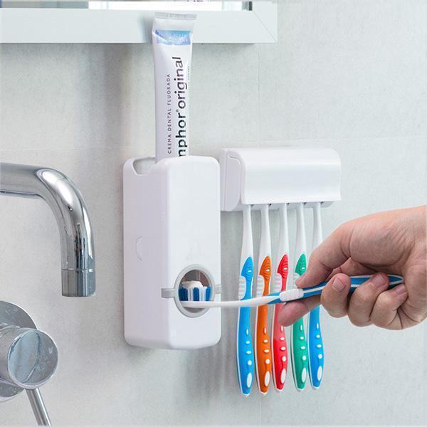 Automatic Tooth Paste Dispenser And Brush Holder