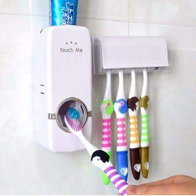 Automatic Tooth Paste Dispenser And Brush Holder