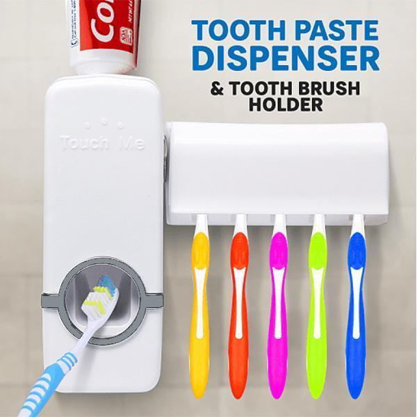 Automatic Tooth Paste Dispenser And Brush Holder