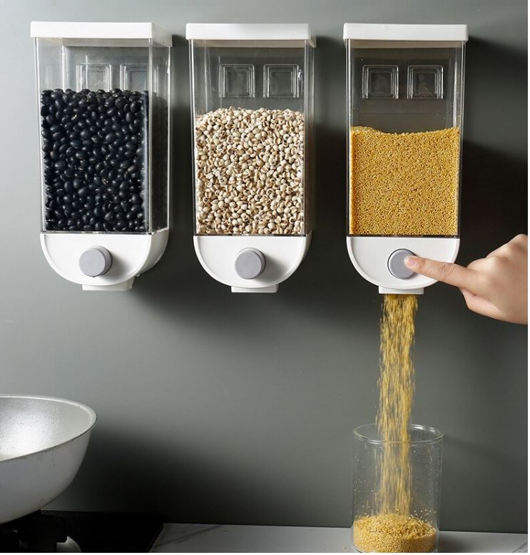Kitchen Food Storage Container Cereal Dispenser Oatmeal Wall Mounted