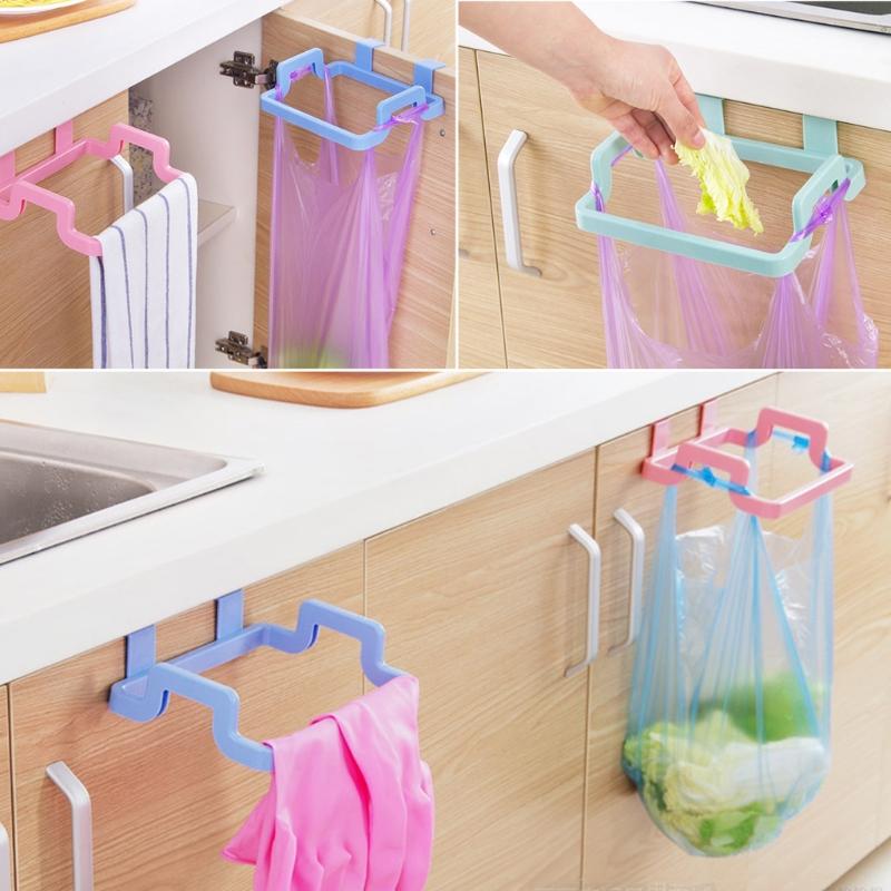 Portable Household Kitchen Door Back Type Clip Stand Hanging Garbage Bag Holder