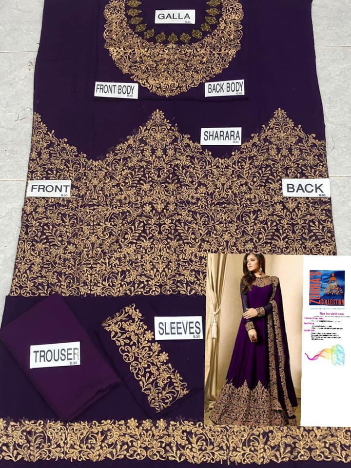 Chiffon embroidery Indian Maxi available on 4 colour