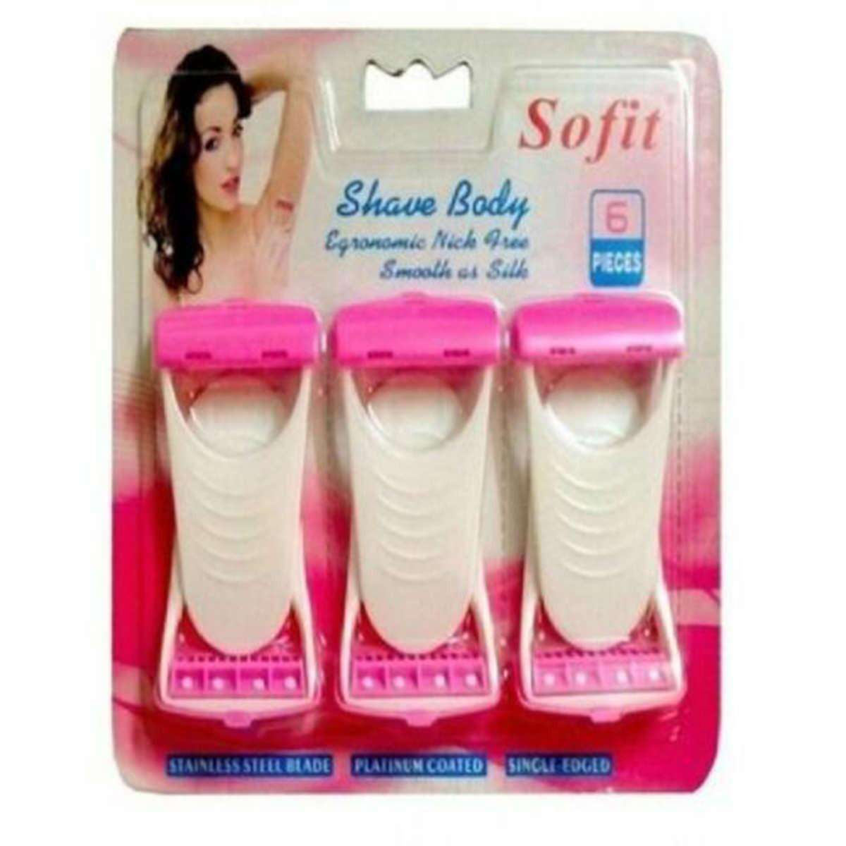 Pack of 6 pieces Razor set for Womens under Arm - Platinum coated single edged Razor